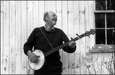 Pete Seeger during recording sessions at Living Music. Photo &copy;Jennifer Almquist