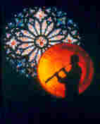 Paul Winter at the Solstice Celebration in New York's Cathedral of St. John the Divine. Photo &copy; Jeff Day